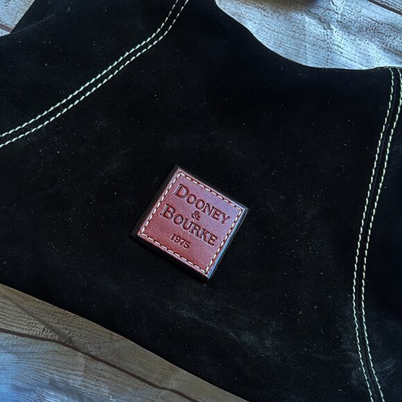 Dooney & Bourke Black Suede Hobo Shoulder Top Handle Bag NWOT with Storage Bag - Picture 2 of 5